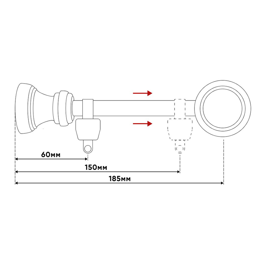 Штанга для тюли к карнизу
