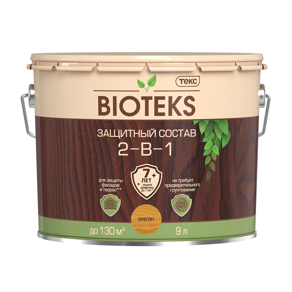 Антисептик Текс Bioteks 2-в-1 декоративный для дерева орегон 9 л