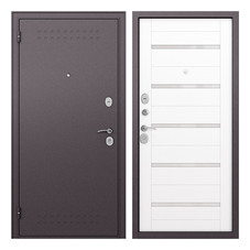 Дверь входная Buldoors Гамма левая букле шоколад - дуб белый матовый со стеклом 860х2050 мм