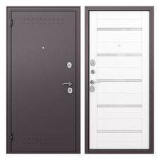 Дверь входная Buldoors Гамма левая букле шоколад - дуб белый матовый со стеклом 960х2050 мм