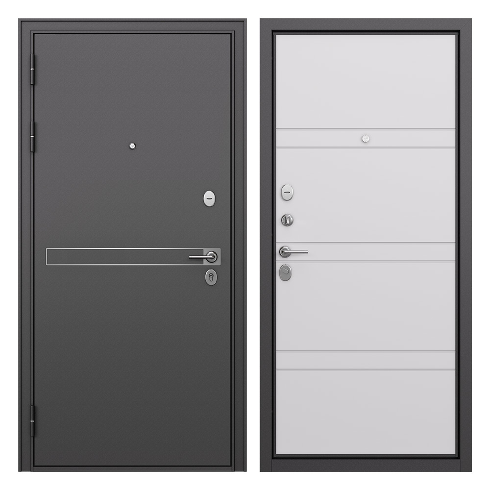 Дверь входная Mastino Гранто левая букле графит - белый софт 960х2050 мм