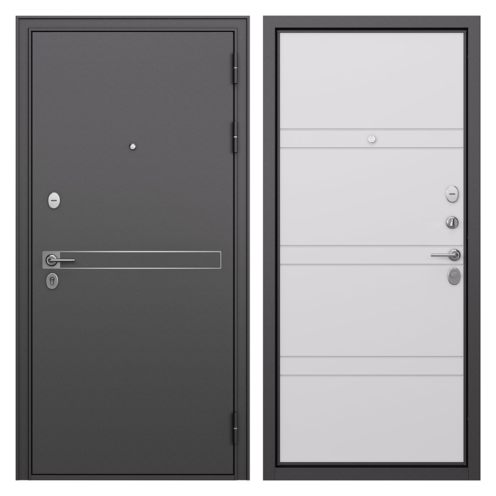 дверь входная mastino стив правая черный муар металлик белый софт 860х2050 мм Дверь входная Mastino Гранто правая букле графит - белый софт 860х2050 мм