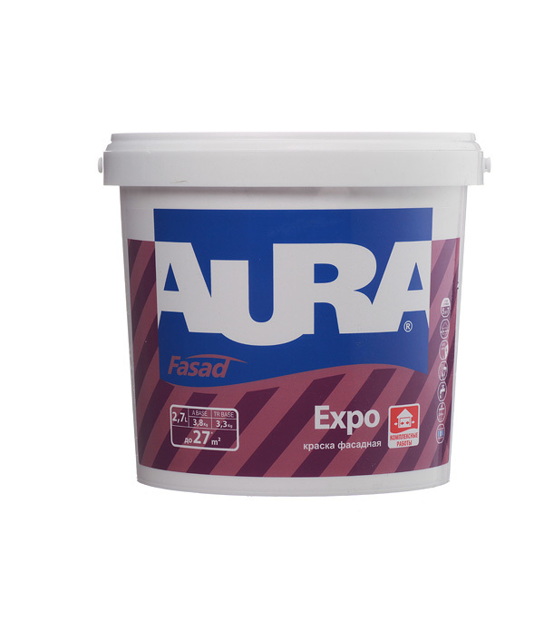Краска фасадная Aura Fasad Expo акриловая база А белая 2,7 л краска фасадная в д aura expo 9л арт 4607003910846