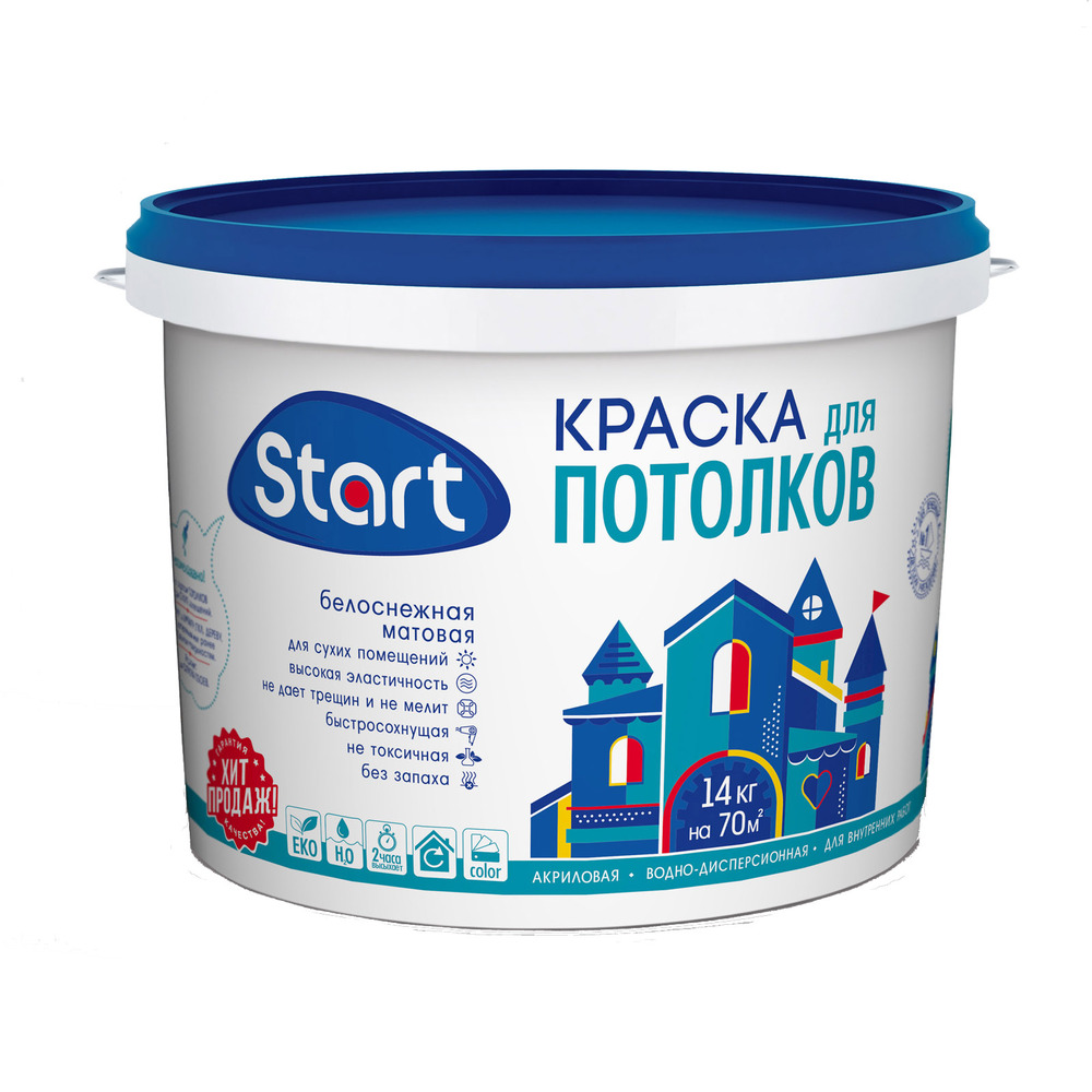Краска водно-дисперсионная для потолка Сайвер Start белая 1 кг — купить ...