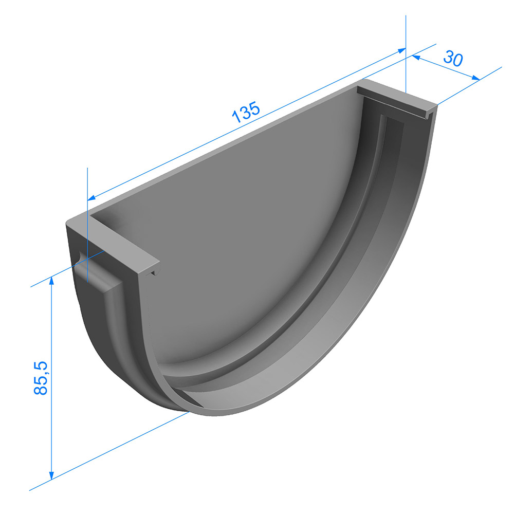 Заглушка желоба Docke Premium пластиковая d120 мм графитовый серый RAL 7024 Вид№2
