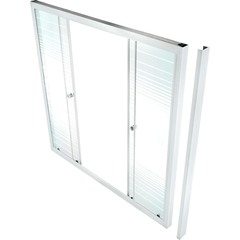 Дверь-шторка для ванны 4 секции 2 двери 150 см стекло полосы (DP62)