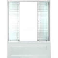 Дверь-шторка для ванны 4 секции 2 двери 170 см стекло полосы (DP64)