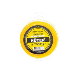 Леска для триммера Huter (TS3012) витой квадрат 3,0 мм x 12 м желтая