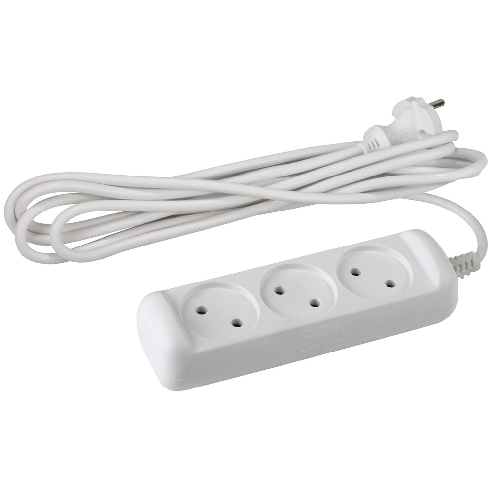 Удлинитель силовой Эра без заземления 3 м 10 А 2,2 кВт 3 розетки ПВС ...