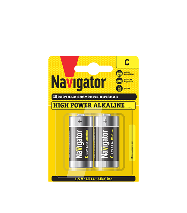 Батарейка Navigator LR14 1,5 В (2 шт.) батарейка батарейка lr14 щелочная perfeo lr14 2sh super alkaline 2 шт