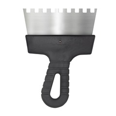 Шпатель для клея зубчатый Biber 150 мм нержавеющая сталь с пластиковой ручкой (35212)