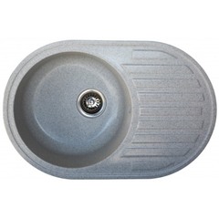 Мойка для кухни Novell Каролина 740х485х200 мм врезная круглая с крылом искусственный камень серый