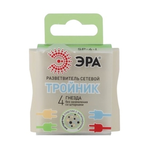 Разветвитель (четверник) Эра (SP-4-W) без заземления 16 А 220 В 3,5 кВт ...