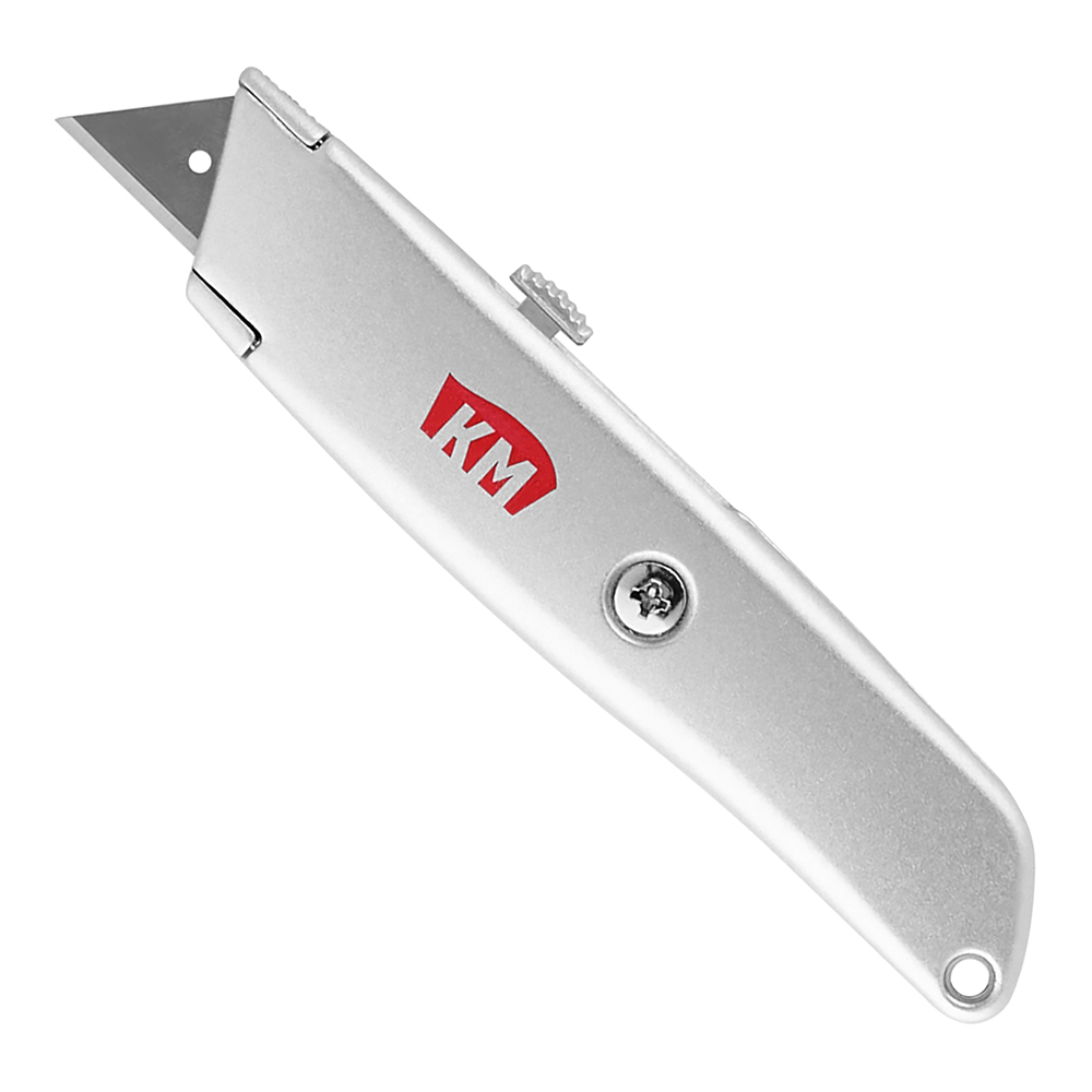 Нож строительный КМ 19 мм с трапециевидным выдвижным лезвием металлический корпус licota n60shl пневморазъём металлический елка 19 мм