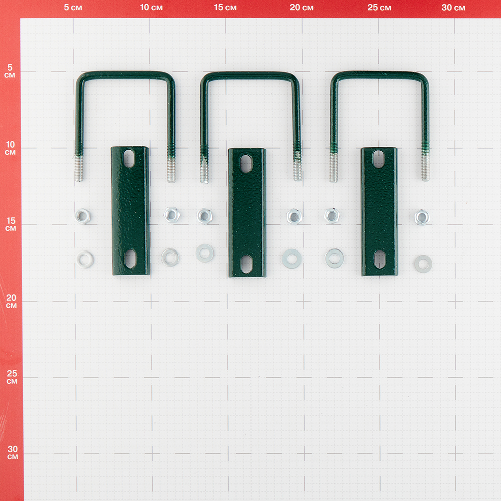 фото Крепление сетки/секции заборной к столбам 50х50 мм зеленое ral 6005 (3 шт.)