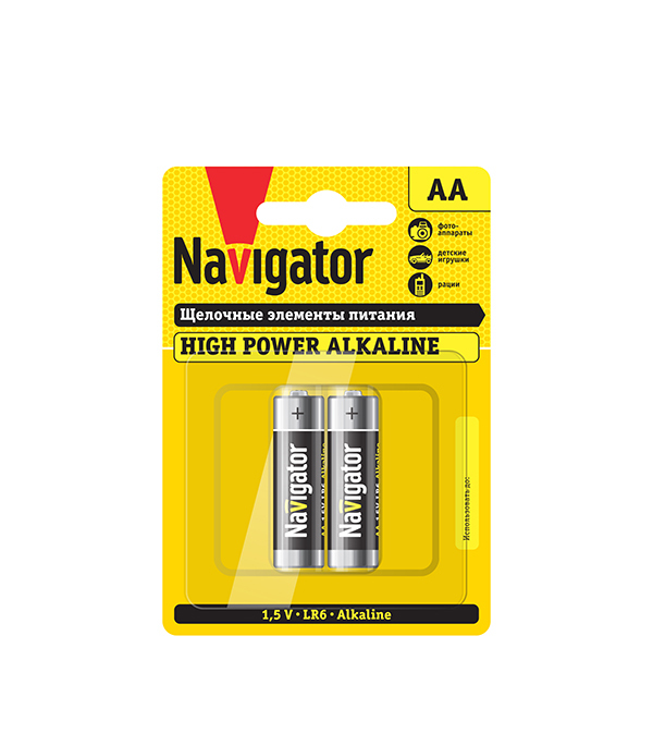 Батарейка Navigator АА пальчиковая LR6 1,5 В (2 шт.) батарейка navigator аа пальчиковая lr6 1 5 в 4 шт