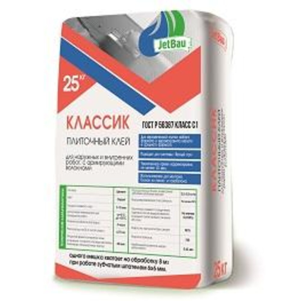 Клей для плитки JetBau классик (класс С1) 25 кг — купить в Санкт ...