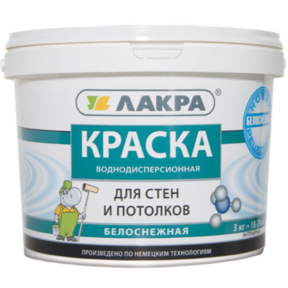 Краска акриловая водно-дисперсионная для стен Лакра 3 кг — купить в ...