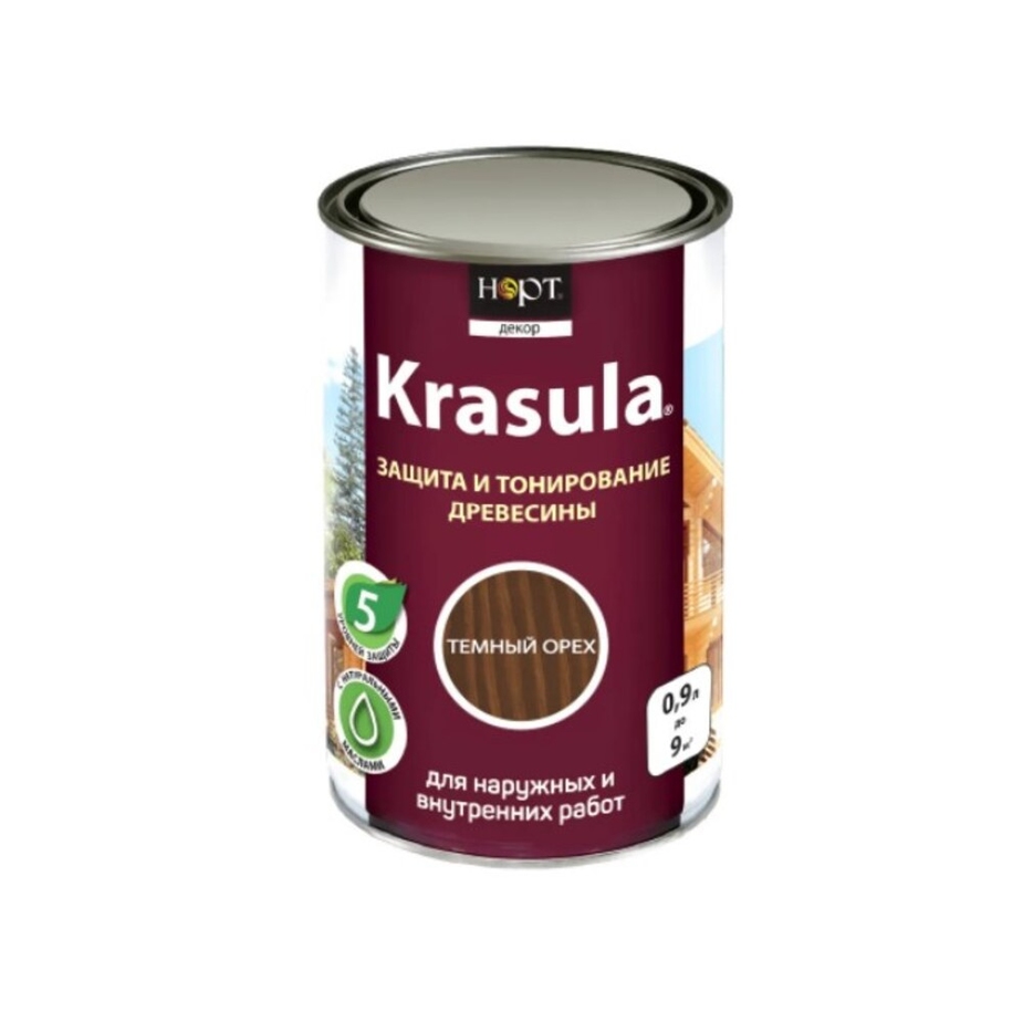 Антисептик Норт Krasula декоративный для дерева темный орех 0,95 л ...