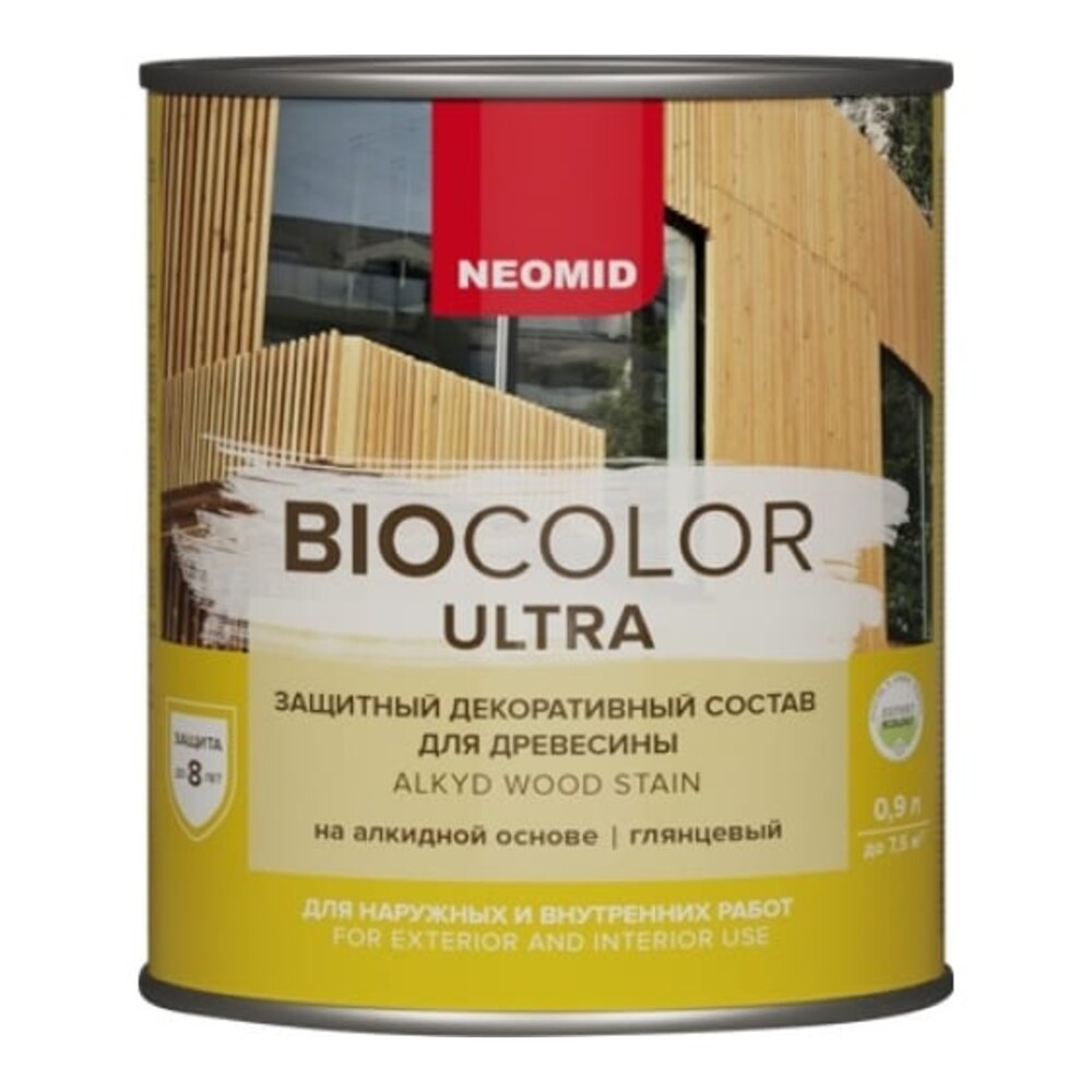 Антисептик Neomid Biocolor Ultra декоративный для дерева белый 0,9 л ...