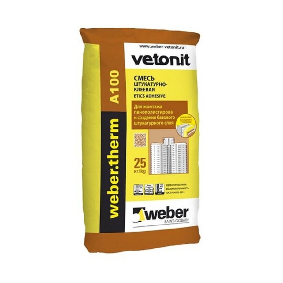 Смесь штукатурно-клеевая Vetonit Weber.therm A100 25 кг — купить в ...