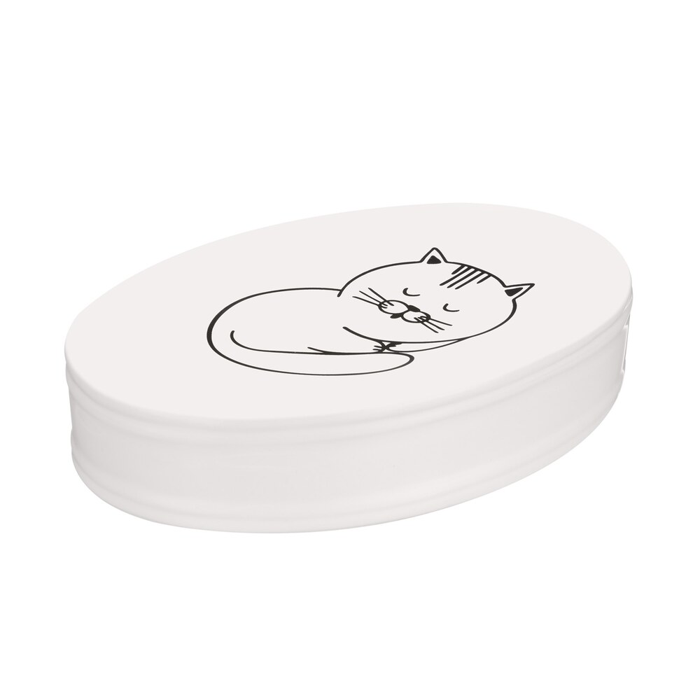 фото Мыльница для ванной fora happy cats настольная керамика белая (for-hc036)