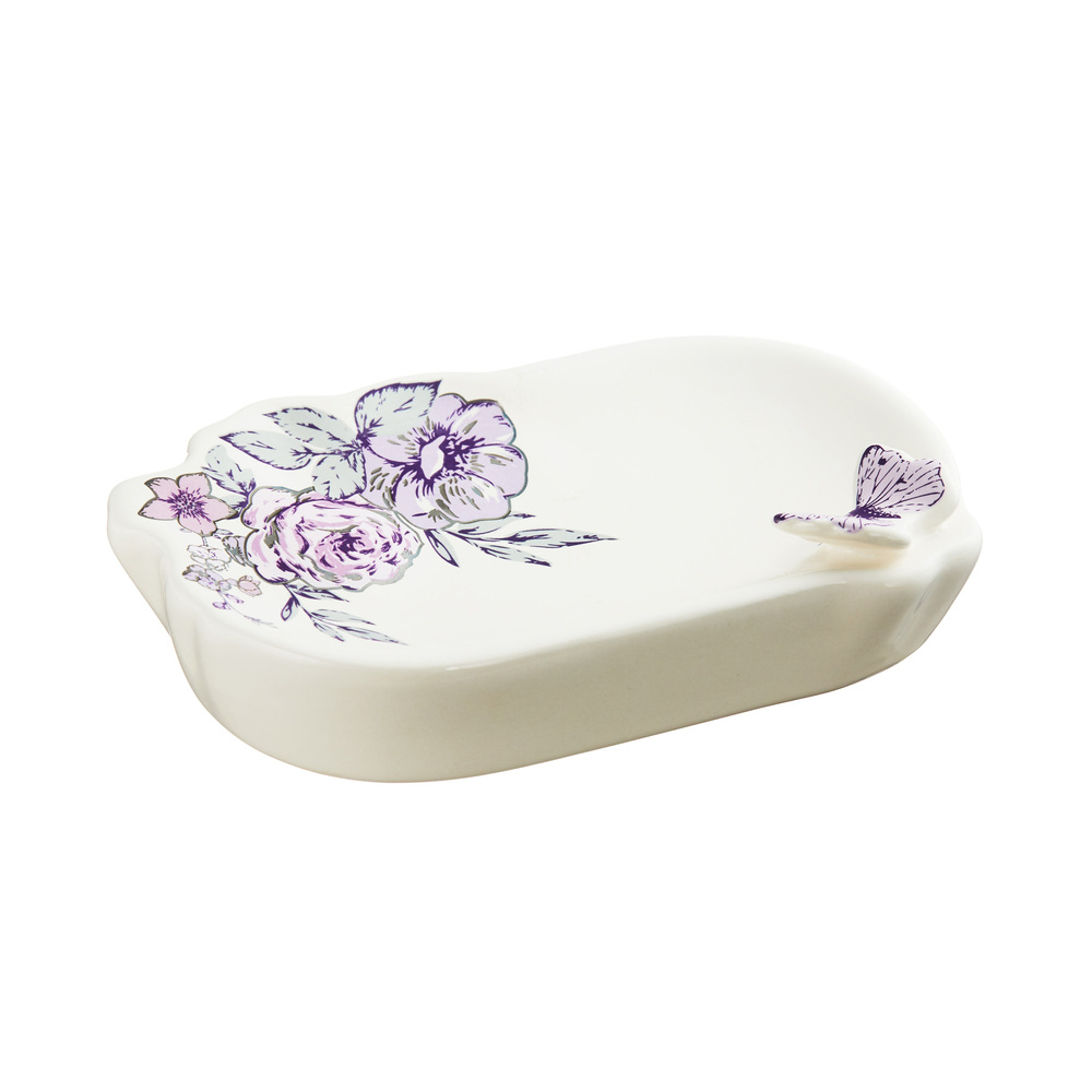фото Мыльница для ванной fora butterfly настольная керамика белая (for-bf036)
