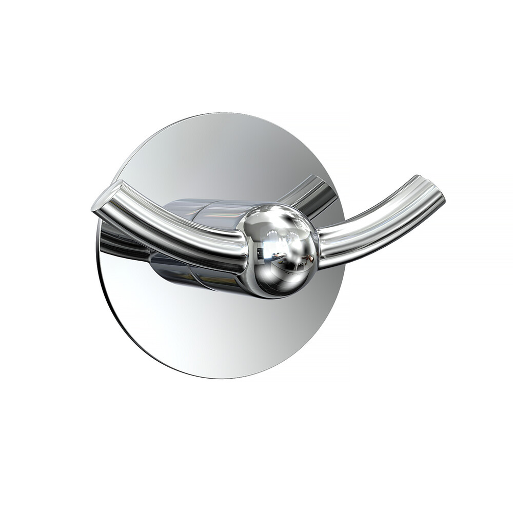 фото Крючок для ванной kleber двойной самоклеящийся металл хром