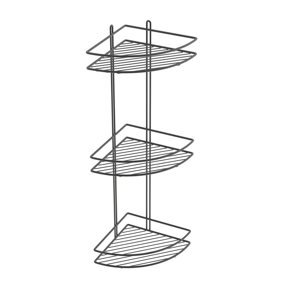 фото Полка для ванной комнаты угловая 3 яруса милан черная fora