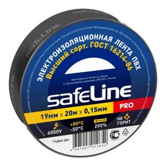 Изолента 0,15х19мм черный (20м) Safeline