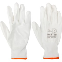 Перчатки белые с обливкой из полиуретана (30-4020)
