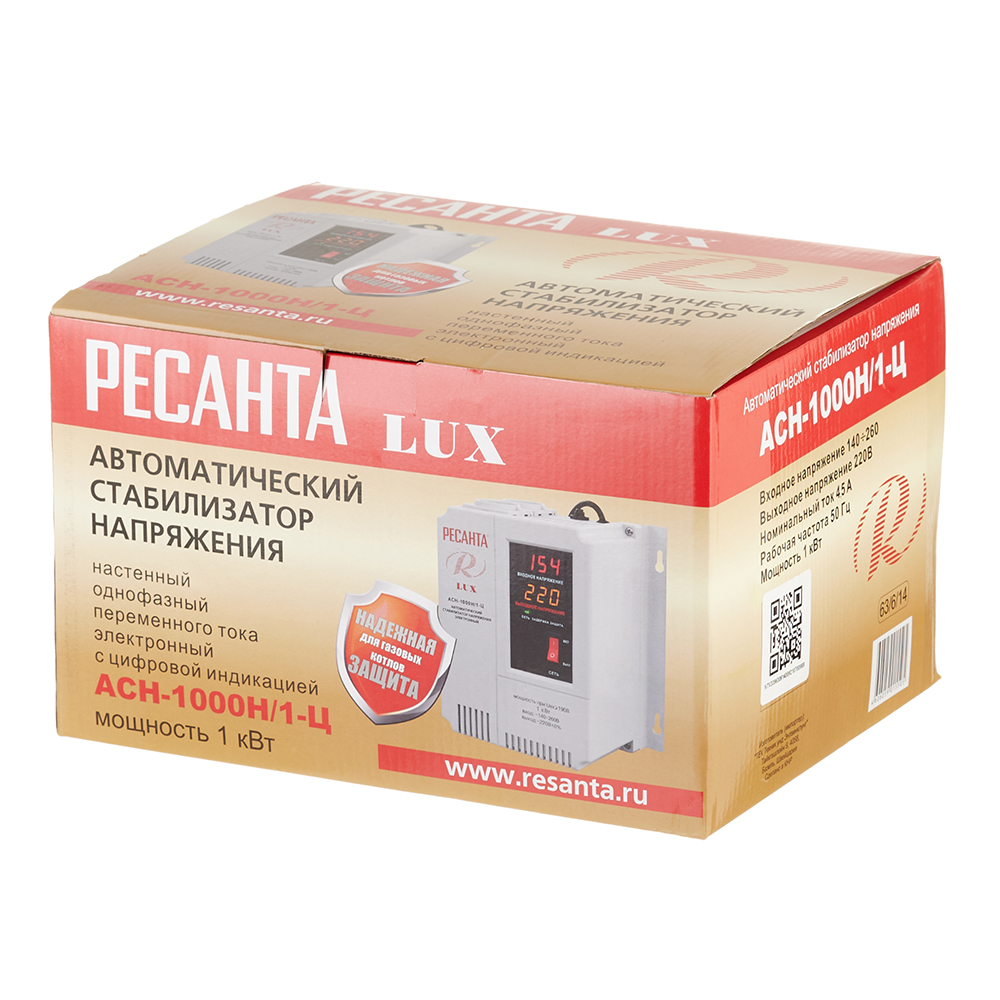 фото Стабилизатор напряжения ресанта асн-1000 н/1-ц lux однофазный 220 в 0,83 ква релейный навесной