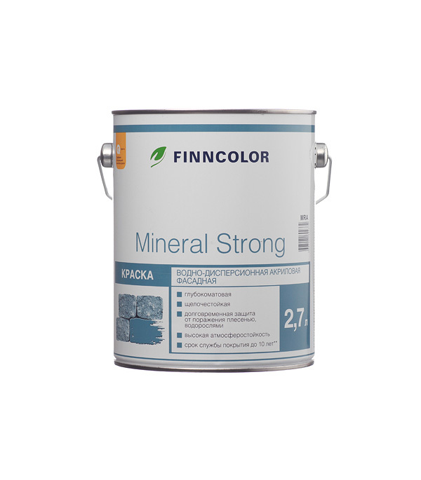 Краска фасадная Finncolor Mineral Strong акриловая база LAP/MRA белая 2,7 л краска фасадная finncolor минерал гамма база с 9 л