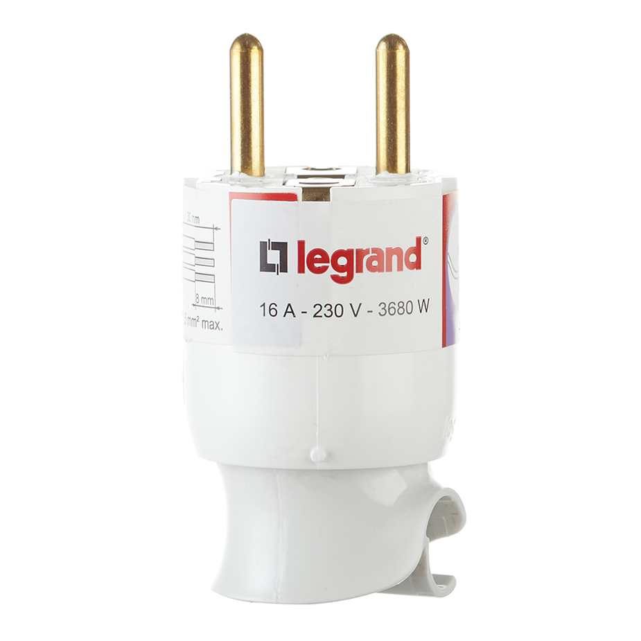 Вилка бытовая Legrand Helium (50172) универсальная с заземлением 16 А ...