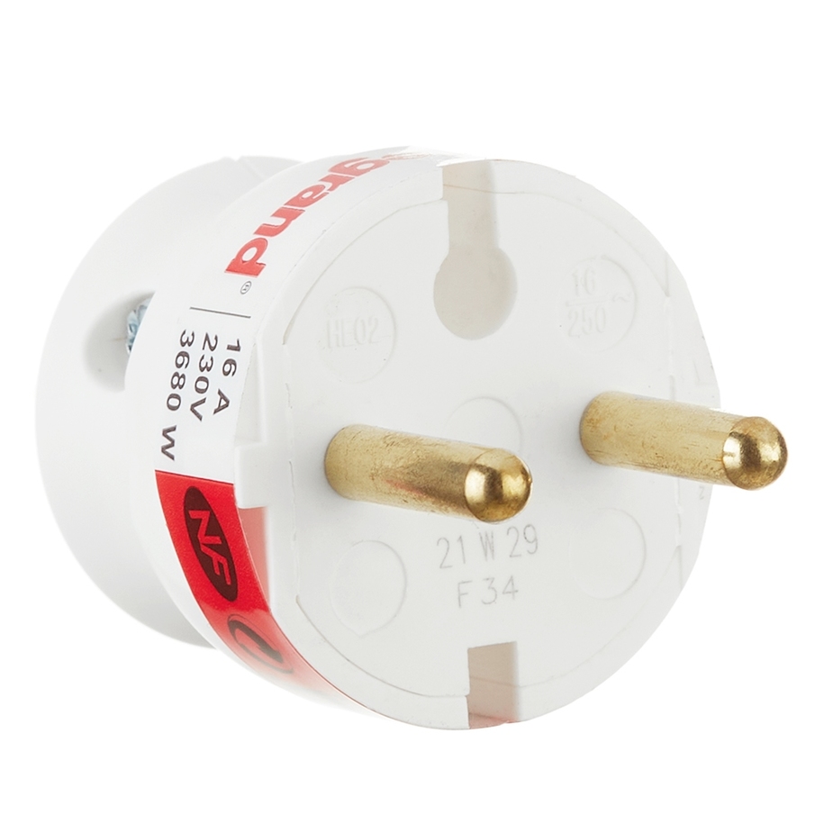 Вилка бытовая Legrand Helium (50183) угловая без заземления 16 А 230 В ...