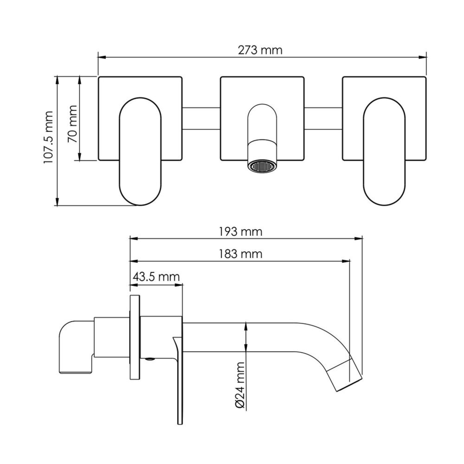 Смеситель для раковины встраиваемый WasserKraft Elbe черный ...