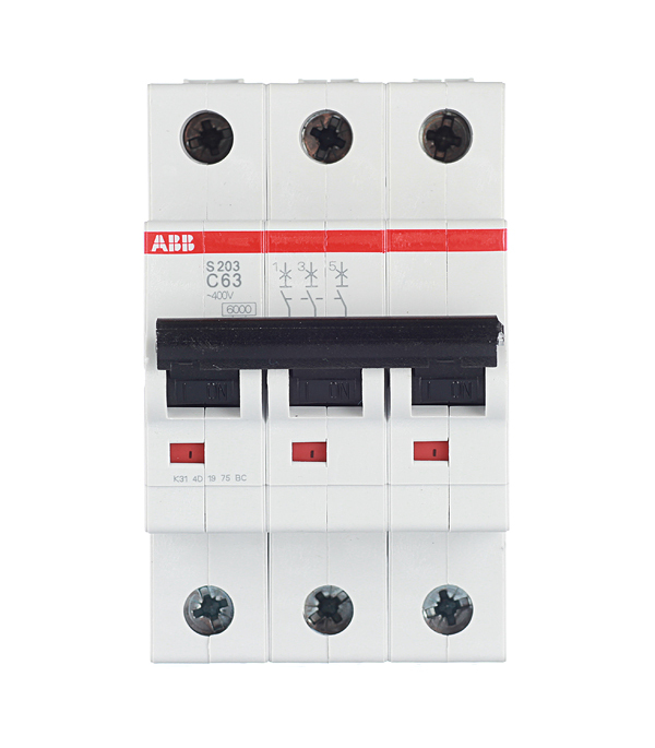 Автоматический выключатель ABB S203 (2CDS253001R0634) 3P 63А тип С 6 кА 400 В на DIN-рейку c63