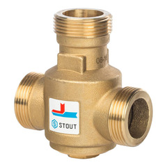 Клапан термостатический Stout (SVM-0030-325504) 1 1/4 НР(ш) х 1 1/4 НР(ш) х 1 1/4 НР(ш) для твердотопливных котлов 55 °С