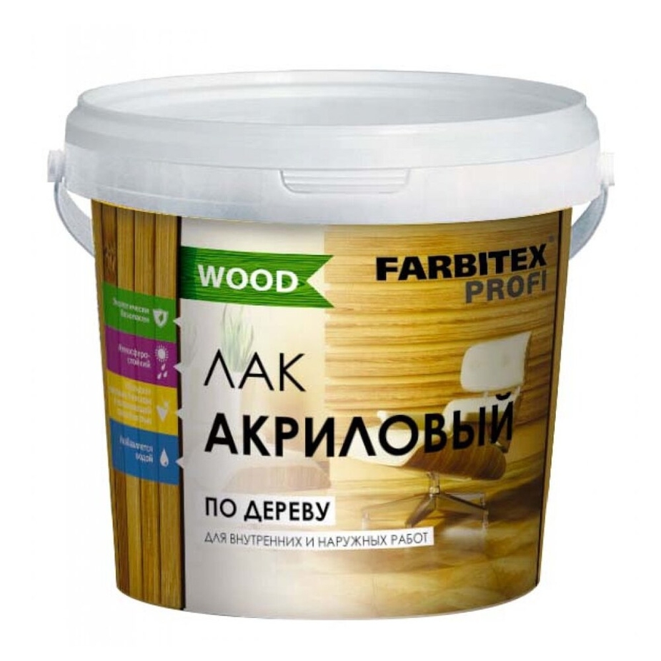 Лак акриловый Farbitex Профи Wood по дереву 0,9 л — купить в Петровиче ...
