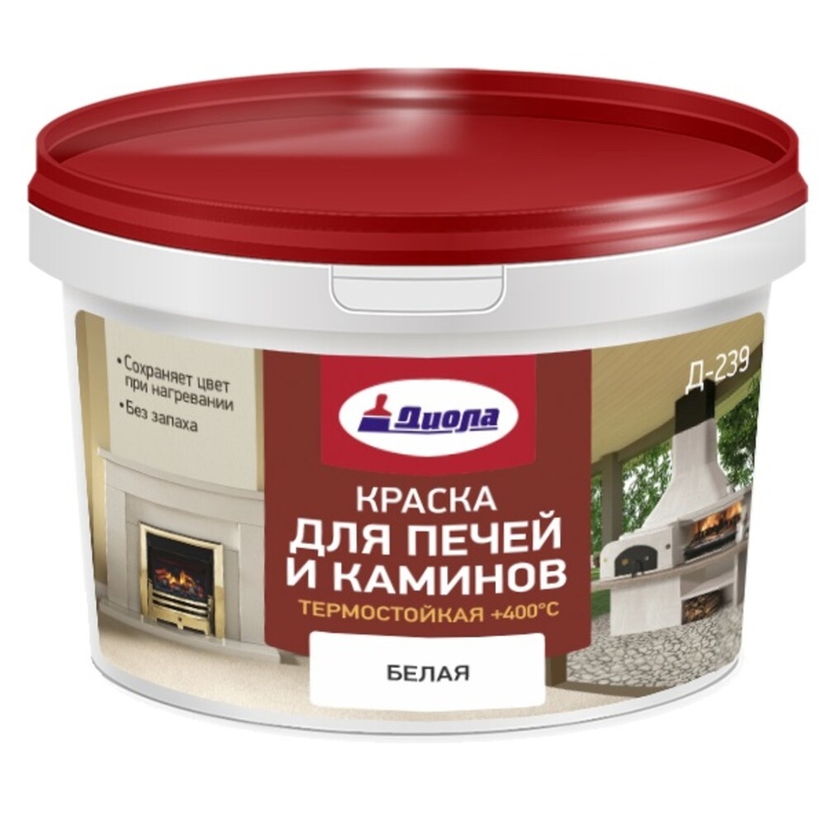 Краска Диола Д-239 для печей и каминов белая 1,5 кг — купить в ...