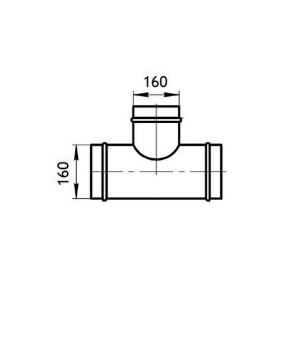 Тройник для круглых воздуховодов d160 мм 90° оцинкованный Вид№3