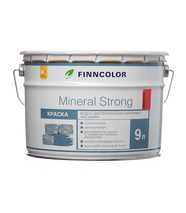 фото Краска фасадная finncolor mineral strong акриловая база lc/mrc бесцветная 9 л