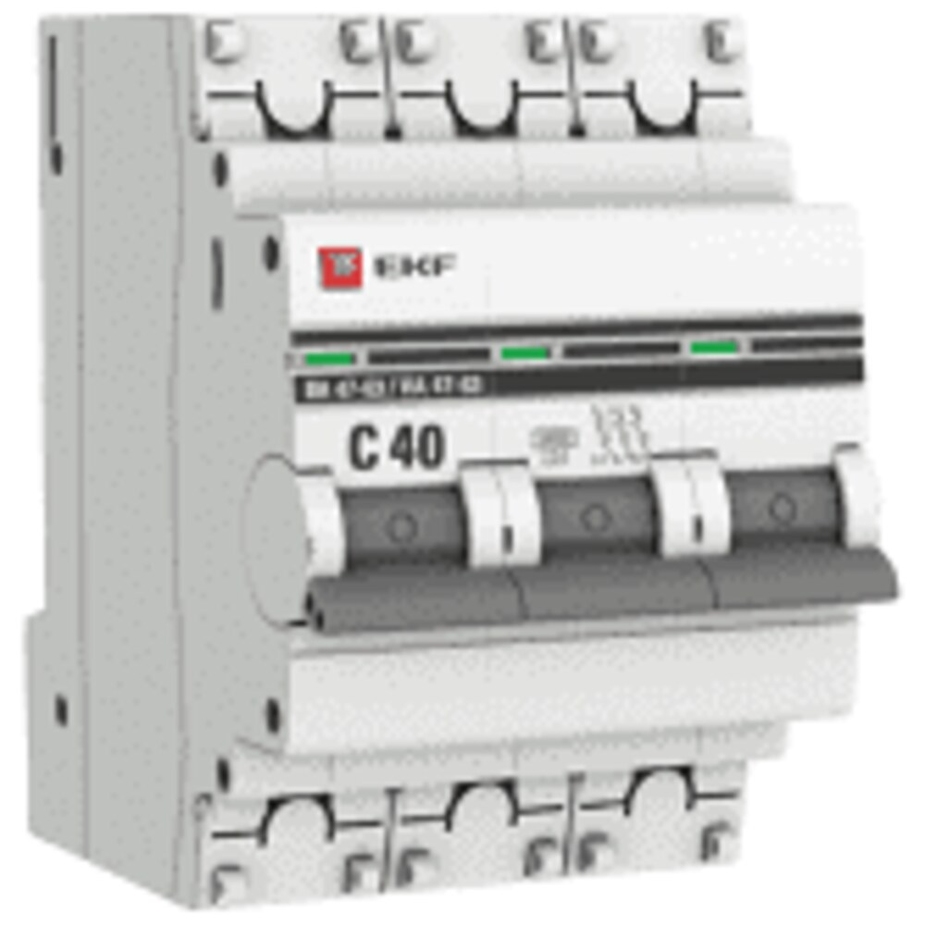 Автоматический выключатель EKF BA 47-63 3P 40A C 4,5кА на DIN-рейку .