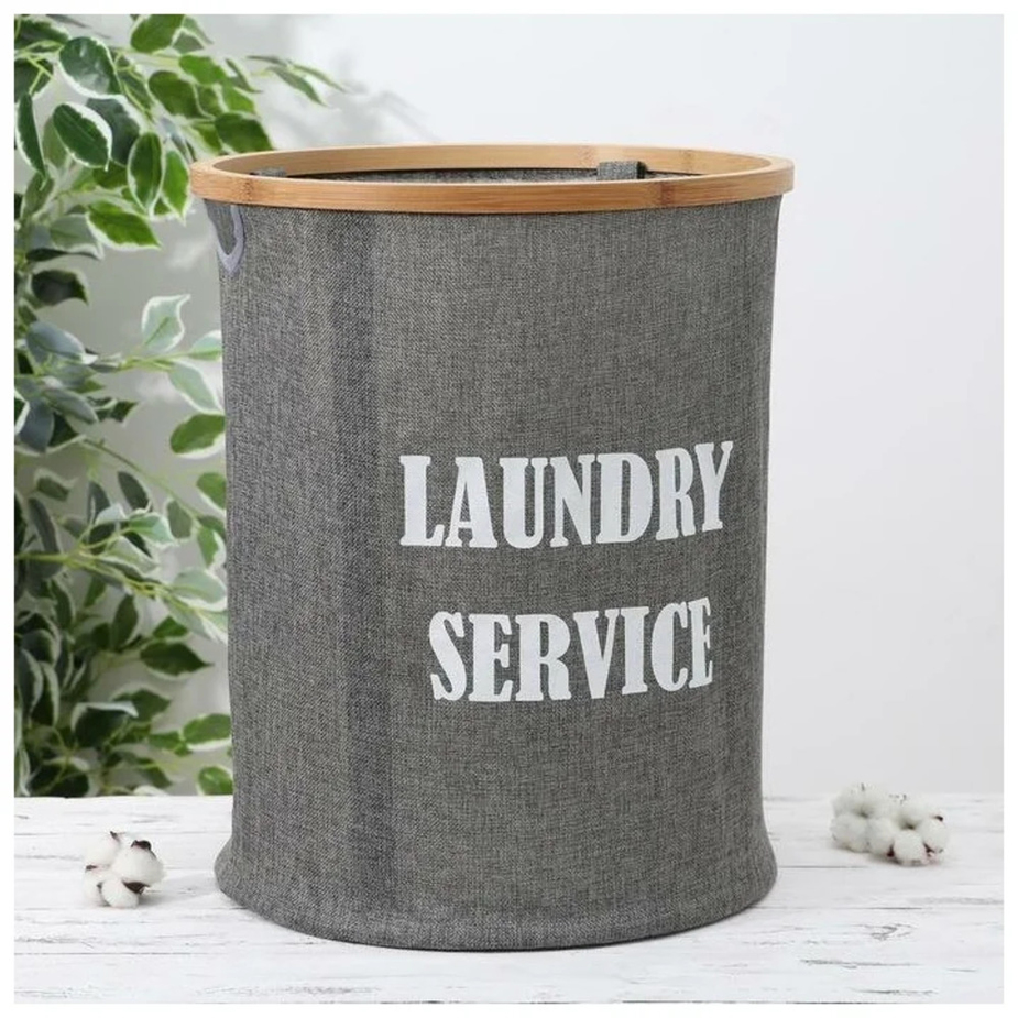 Корзина 5170383 для белья круглая «Модерн», 38,3×46 см, цвет серый ...