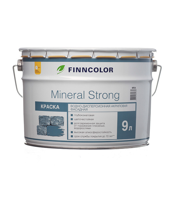 Краска фасадная Finncolor Mineral Strong акриловая база LAP/MRA белая 9 л краска фасадная finncolor минерал гамма база с 9 л