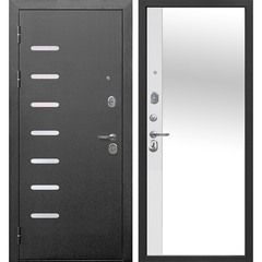 Дверь входная Ferroni 9СМ левая антик серебро - эмалит белый с зеркалом 960х2050 мм