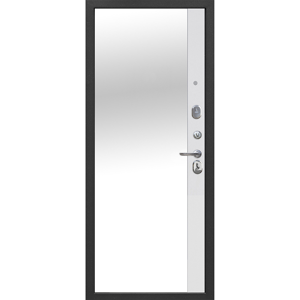 фото Дверь входная ferroni 9см правая антик серебро - эмалит белый с зеркалом 960х2050 мм