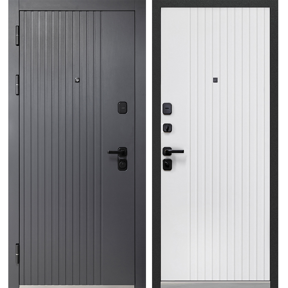 фото Дверь входная ferroni luxor вертикаль левая графит - эмалит белый 860х2050 мм