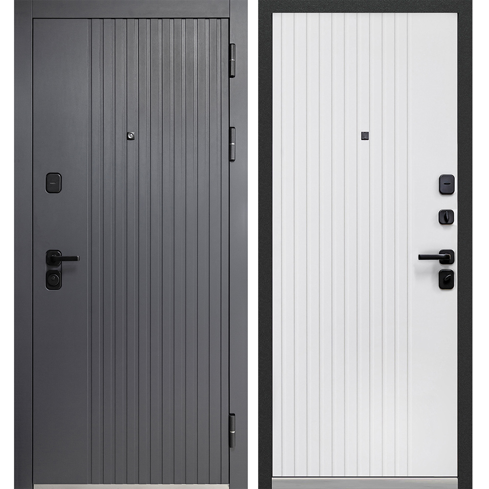 Дверь входная Ferroni Luxor Вертикаль правая графит - эмалит белый 860х2050 мм дверь входная ferroni luxor вертикаль нео левая черный кварц эмалит белый 860х2050 мм