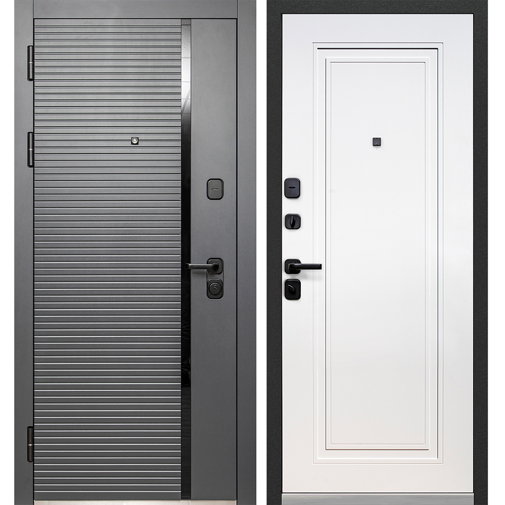 фото Дверь входная ferroni luxor горизонталь нео левая графит - эмалит белый 960х2050 мм